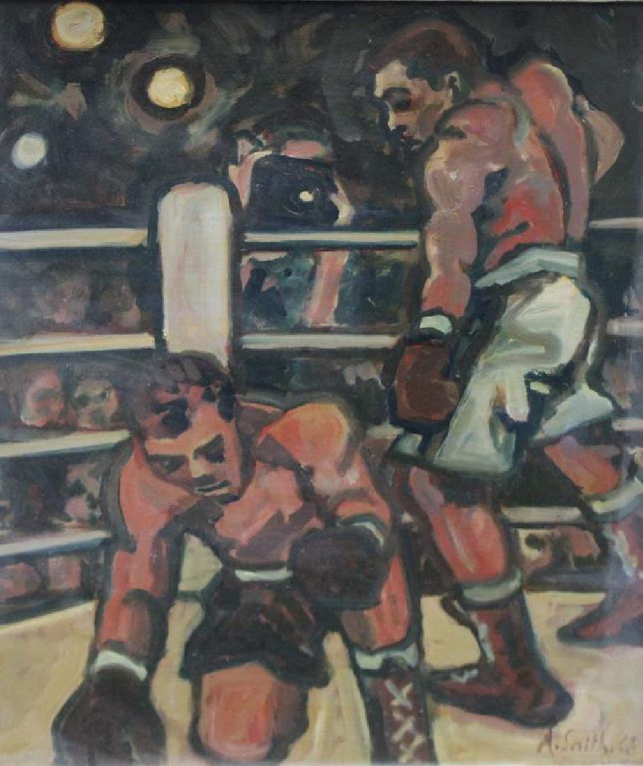 SMITH, A. Oil on Board. Boxing Scene. (1 of 6)