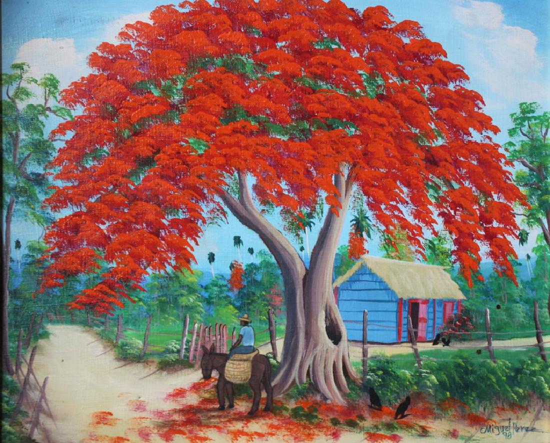 PEREZ, Miguel. Oil on Canvas. Figure on Mule. (1 of 4)