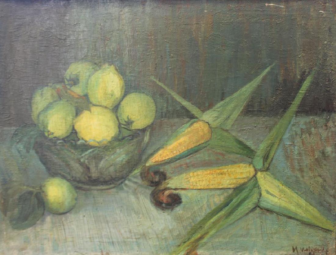 VALVERD, M. Oil on Board. Still Life with Corn. (1 of 6)