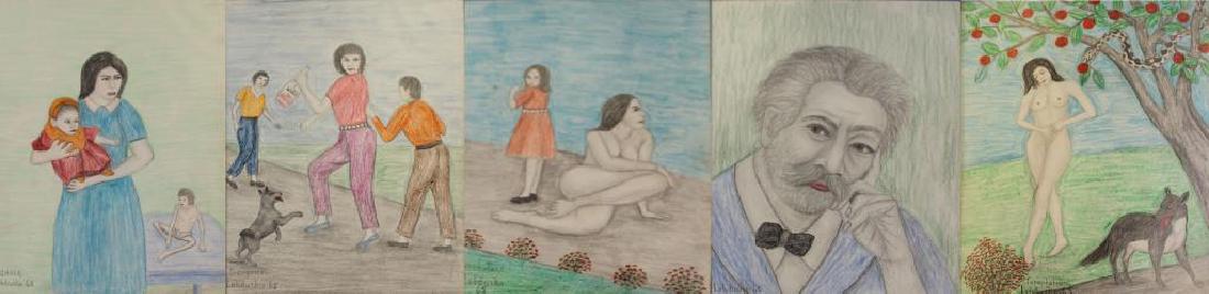 LEBDUSKA, Lawrence. Lot of Five Crayon and Graphite on (1 of 8)