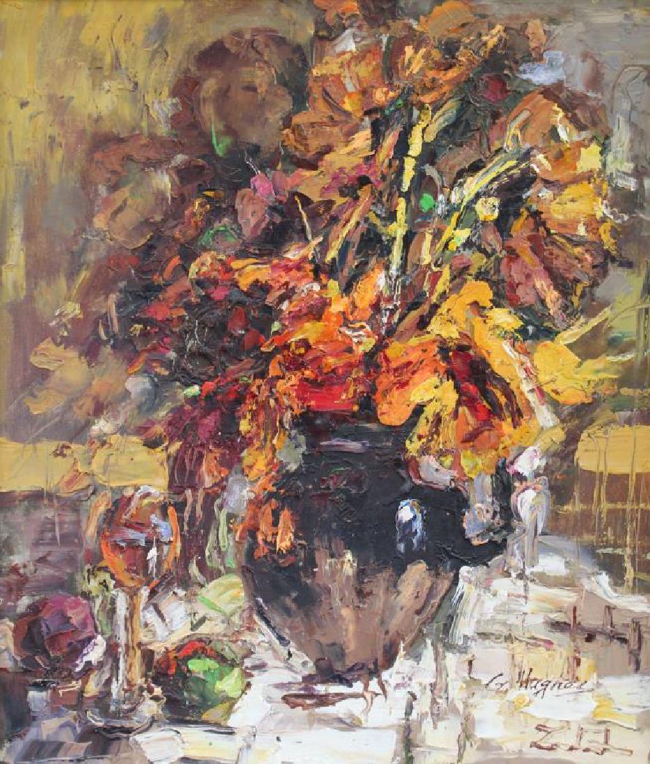 HAGNOZ, G. Oil on Canvas. Floral Still Life. (1 of 5)