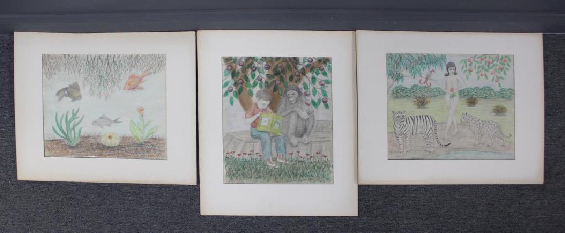 LEBDUSKA, Lawrence. Lot of Three Crayon and (1 of 4)