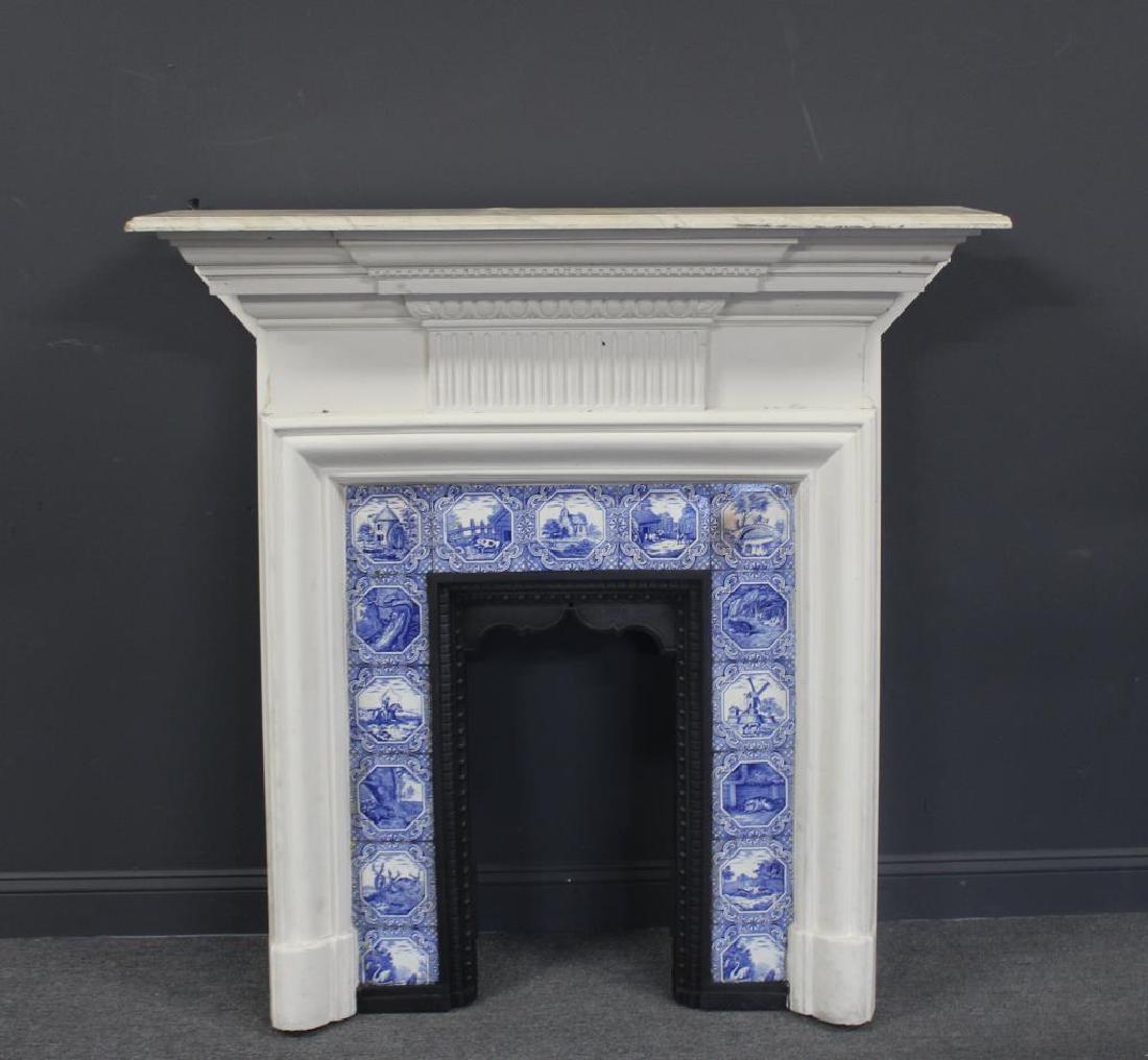 Antique Cast Iron Fire Place Mantel with Blue (1 of 7)