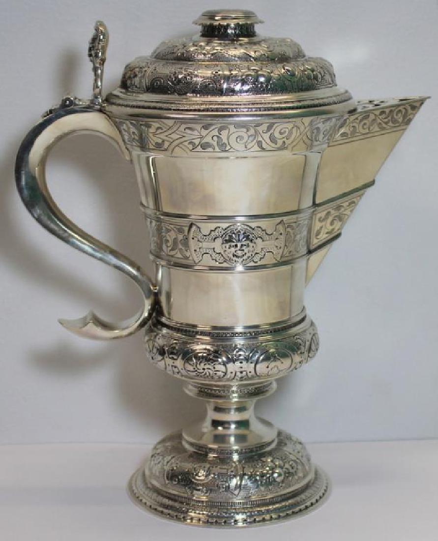 STERLING. Gorham Sterling Lidded Pedestal Pitcher. (1 of 9)