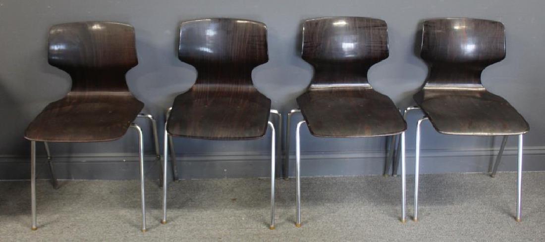 Set Of 4 Thonet Chrome and Laminate Chairs ,: From a Bronxville estate . - Dimensions: 16/5"W x 18"D H