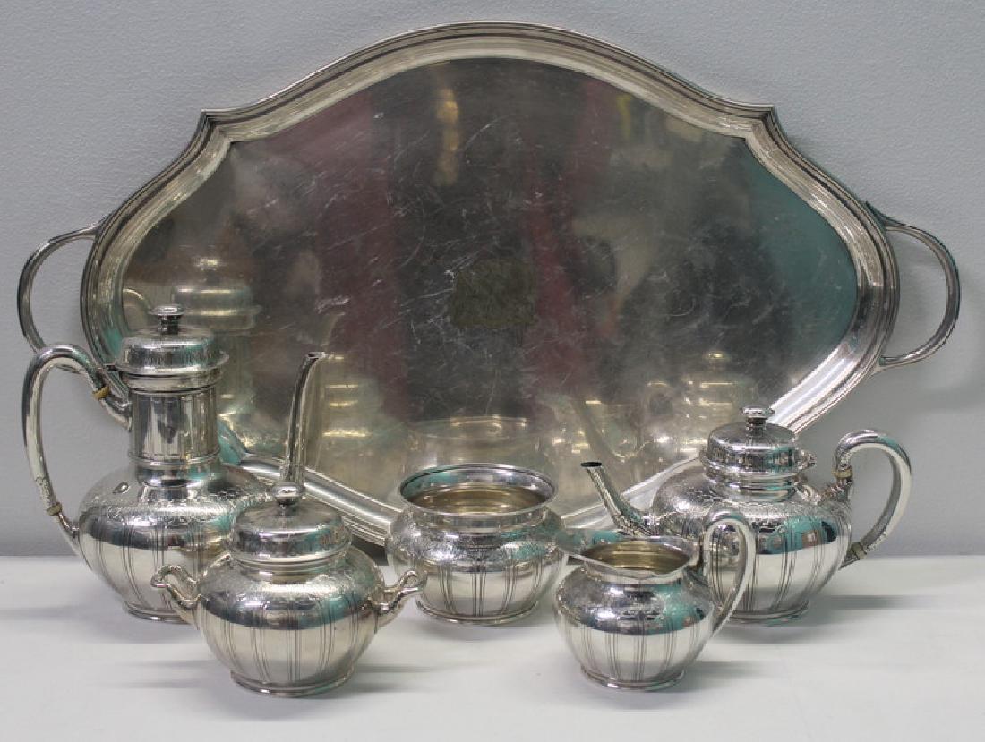 STERLING. Tiffany & Co. 5 Pc. Sterling Tea Service (1 of 15)