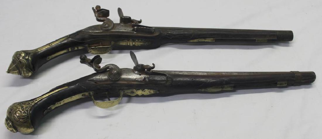 Two Antique Black Powder Pistols With Brass (1 of 15)