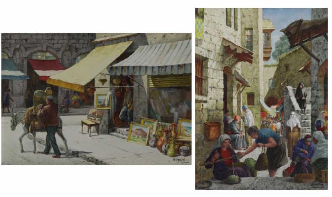 GASSER, Henry. Pair of Israeli Street Scenes. (1 of 10)