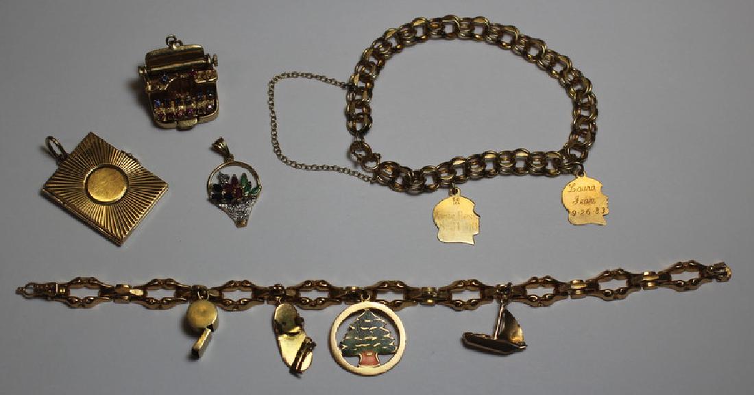 JEWELRY. Assorted Gold Charm Bracelets and Charms. (1 of 11)