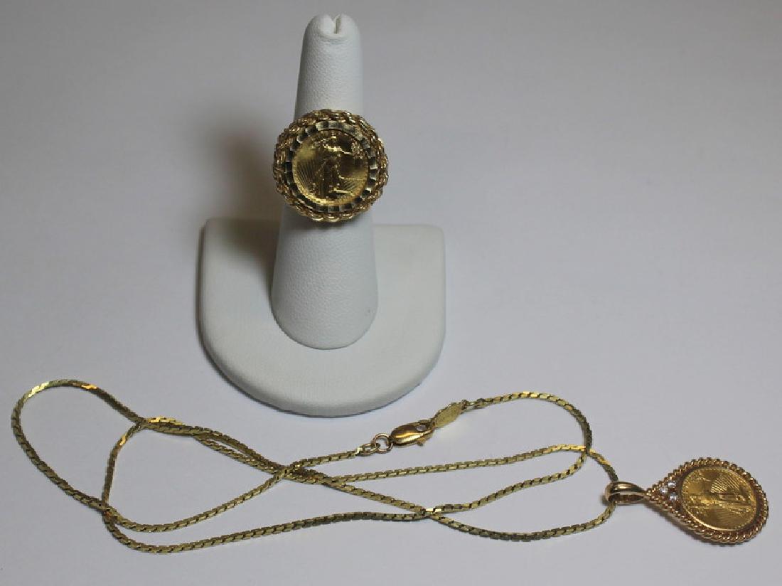 JEWELRY. US $5 Gold Coin Mounted as Jewelry Group. (1 of 11)