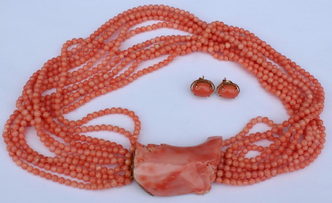 JEWELRY. 14kt Gold and Coral Jewelry Suite. (1 of 13)