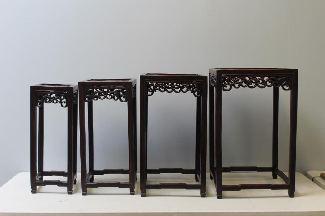 Antique Chinese Hardwood Nesting Tables Together (1 of 9)