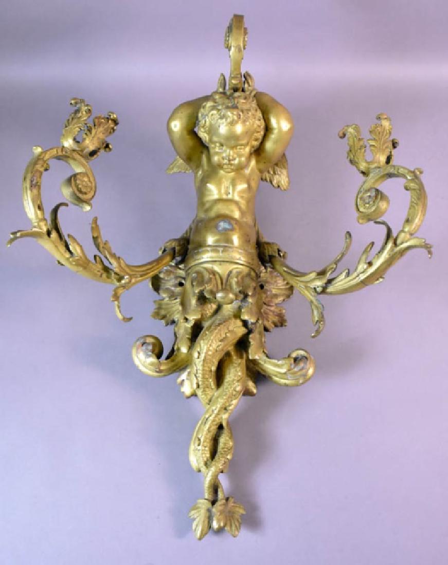Large 19 Century Gilt Bronze Figural Sconce. (1 of 7)