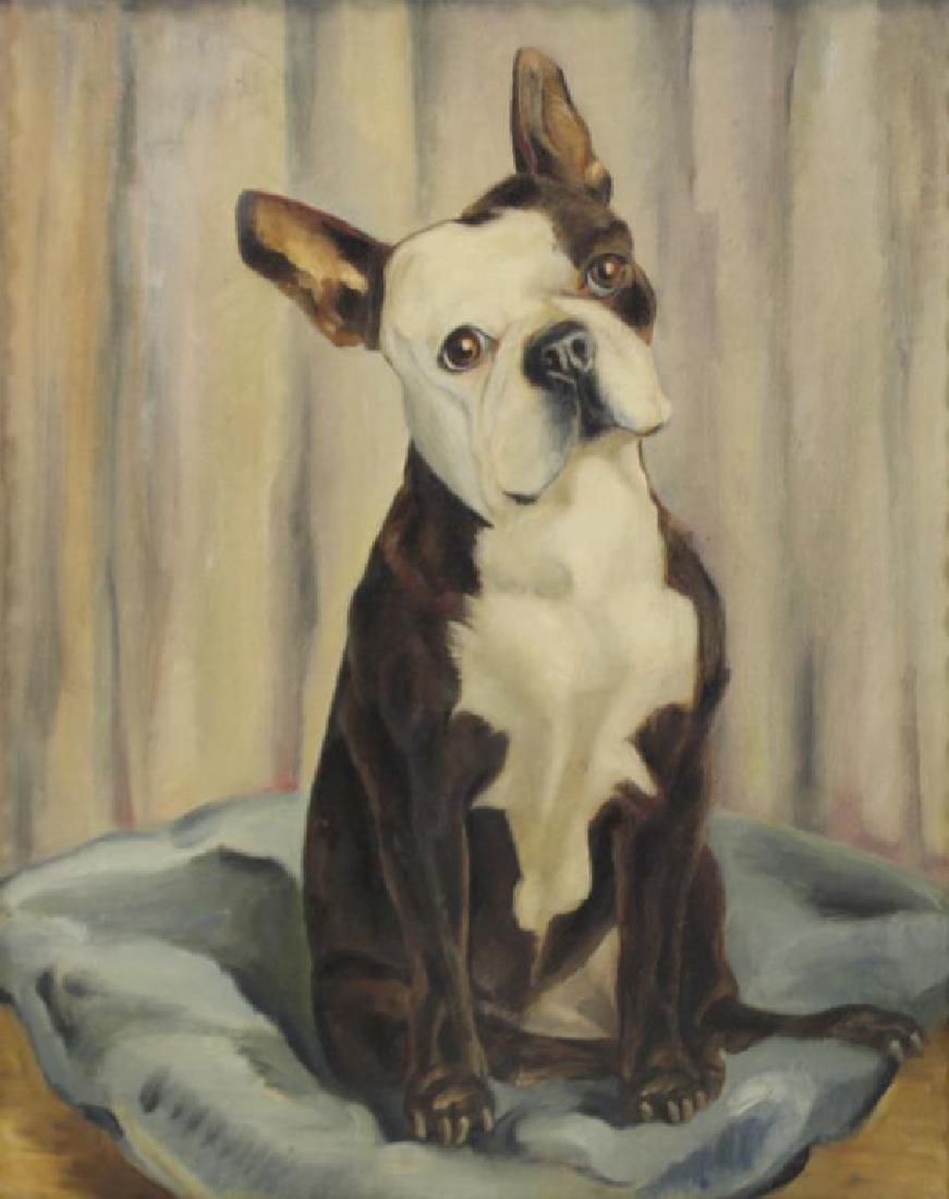 UNSIGNED. Oil On Canvas. "French Bulldog" (1 of 4)