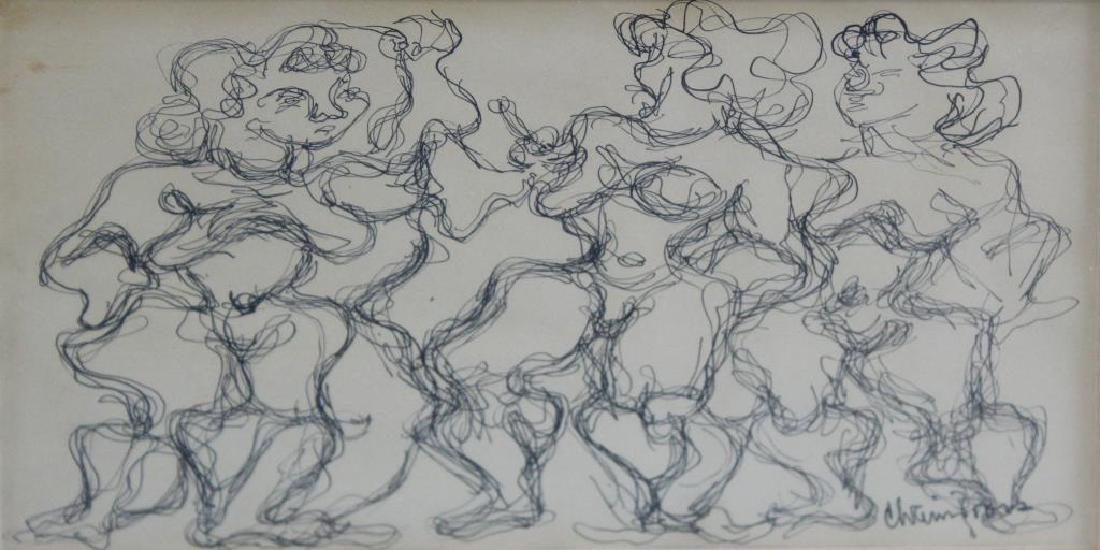 GROSS, Chaim. Ink on Paper. Abstracted Figures. (1 of 5)