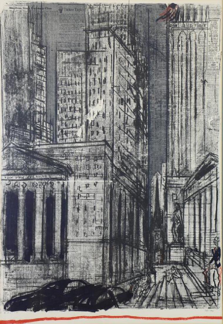 VARLIN. Color Lithograph "Wall Street" (1 of 4)
