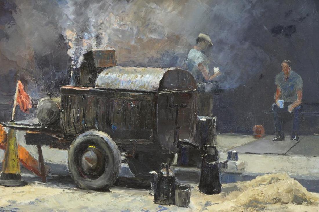 HAYWARD, Peter. Oil on Canvas "The Owls Need: Signed lower left, titled on frame verso. Peter Hayward (American, 1905-1993). From an Albertson, NY collection. - Dimensions: 22.25" high x 32" wide.