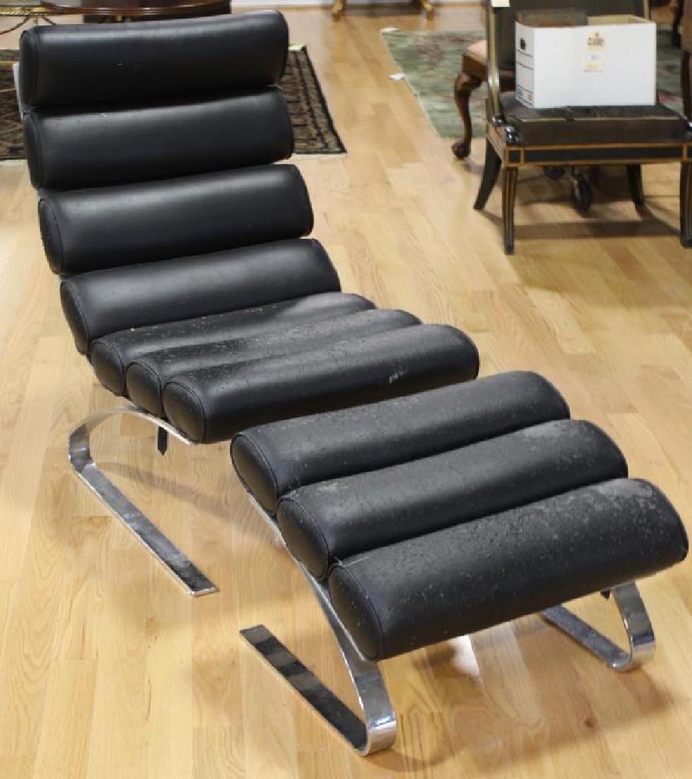 Midcentury Style Leather and Chrome Lounge Chair (1 of 4)