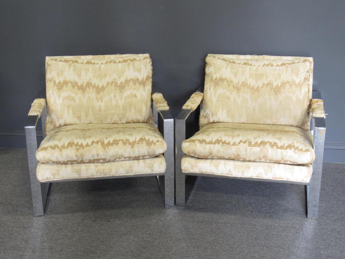 Pair Milo Baughman Thayer Coggin Chrome Chairs. (1 of 9)