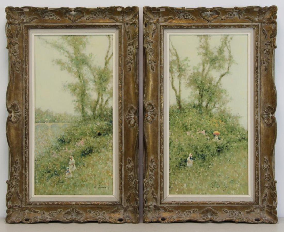 GISSON, Andre. Pair of Oils on Canvas. Figures in (1 of 9)