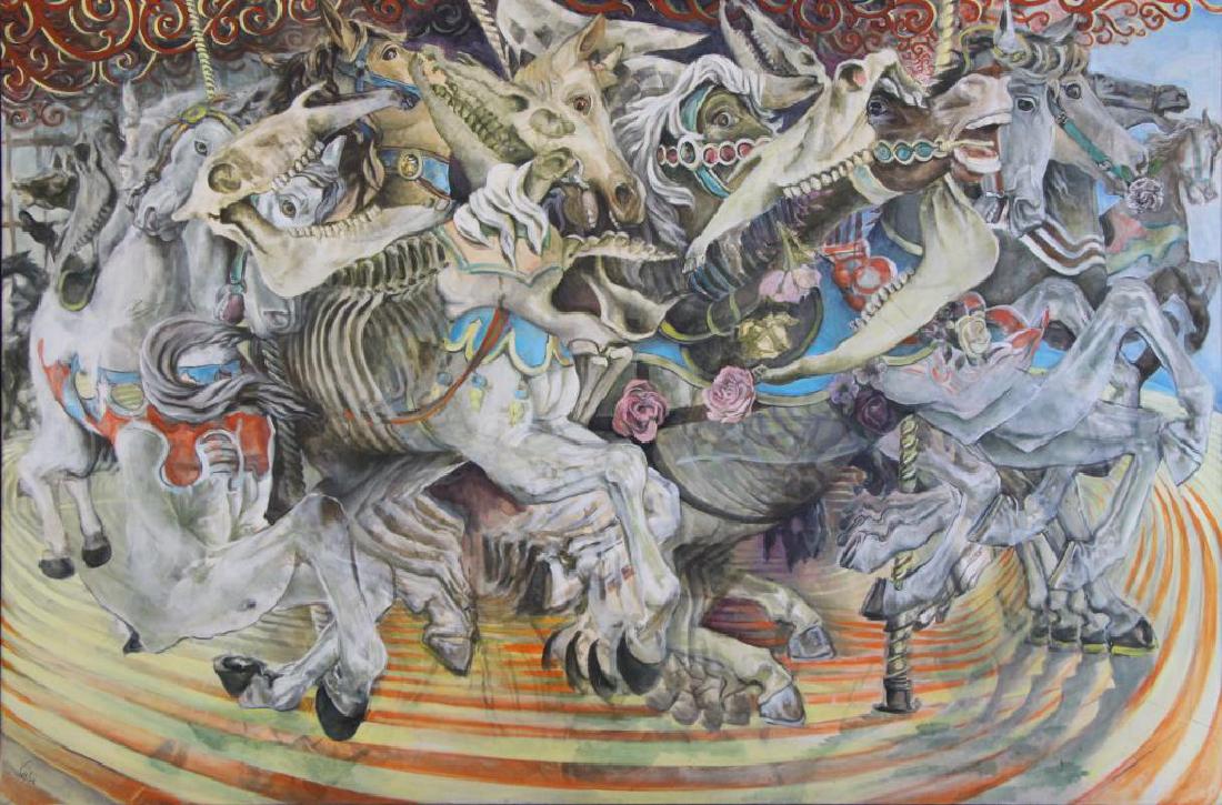 SYLVI. Large Oil on Canvas. Carousel Horses. (1 of 6)