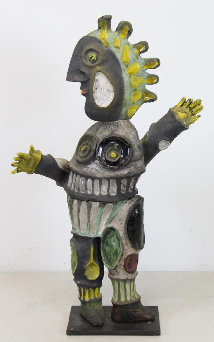 CAPRON, Roger. Ceramic Sculpture. Standing Figure.: Signed on back. Roger Capron (French, 1922 - 2006). - Dimensions: 24.5" high.