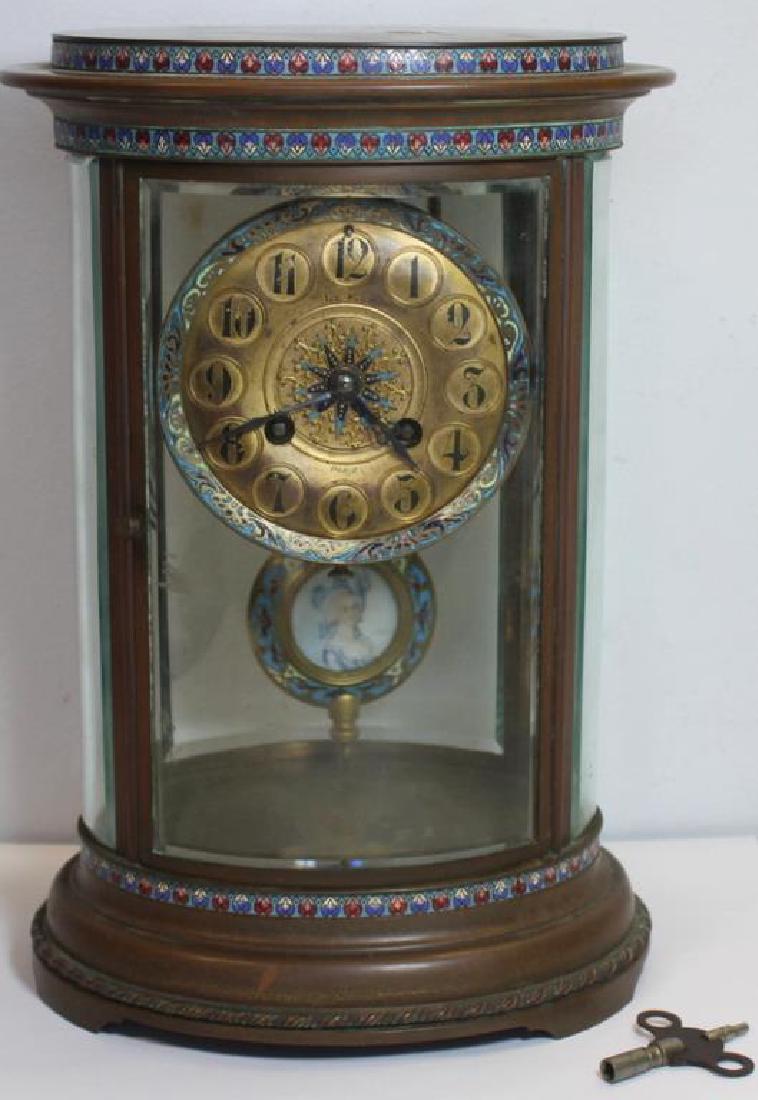 Le Roy French Champleve Mantle Clock. (1 of 10)
