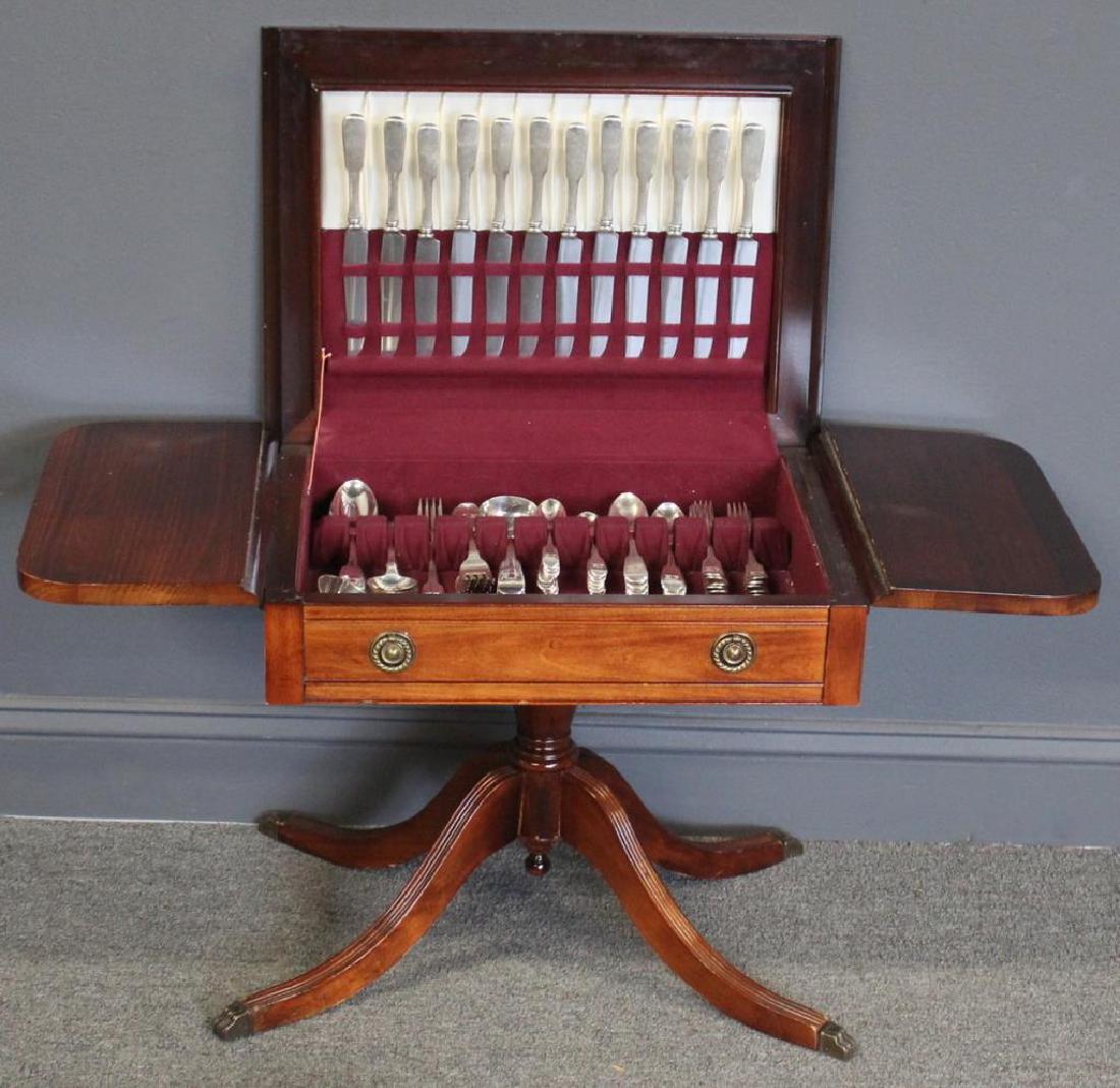 SILVER. Grouping of English Flatware in Stand. (1 of 20)