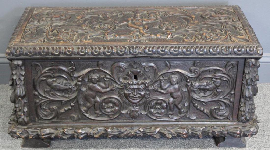 Antique Highly and Finely Carved  Coffer (1 of 7)