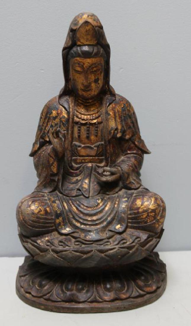 Chinese Carved Lacquered Guanyin. (1 of 10)