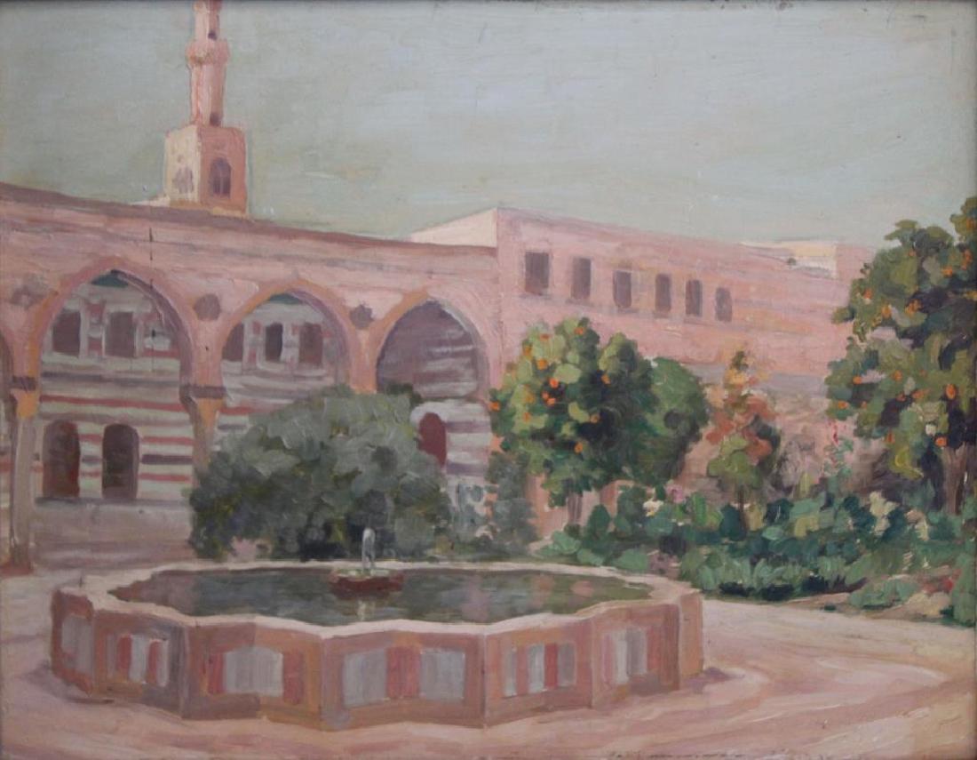 MACKSOUND, Nicolas. Oil on Board. "Court in Asad (1 of 9)