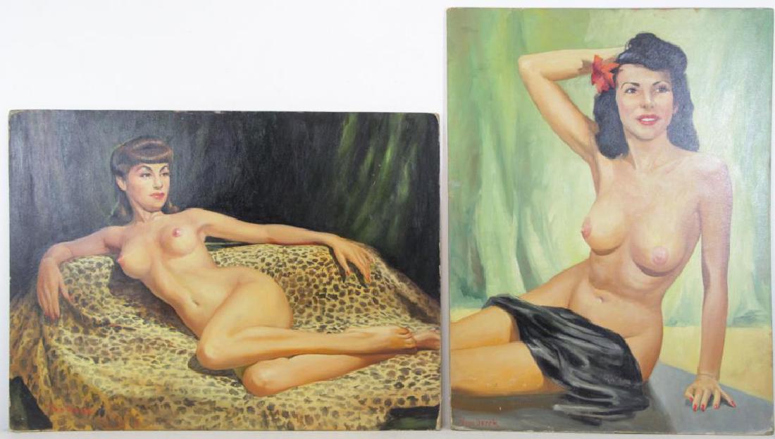 VION DOREK. Two Oil on Board. Pin-Up Nudes. (1 of 10)
