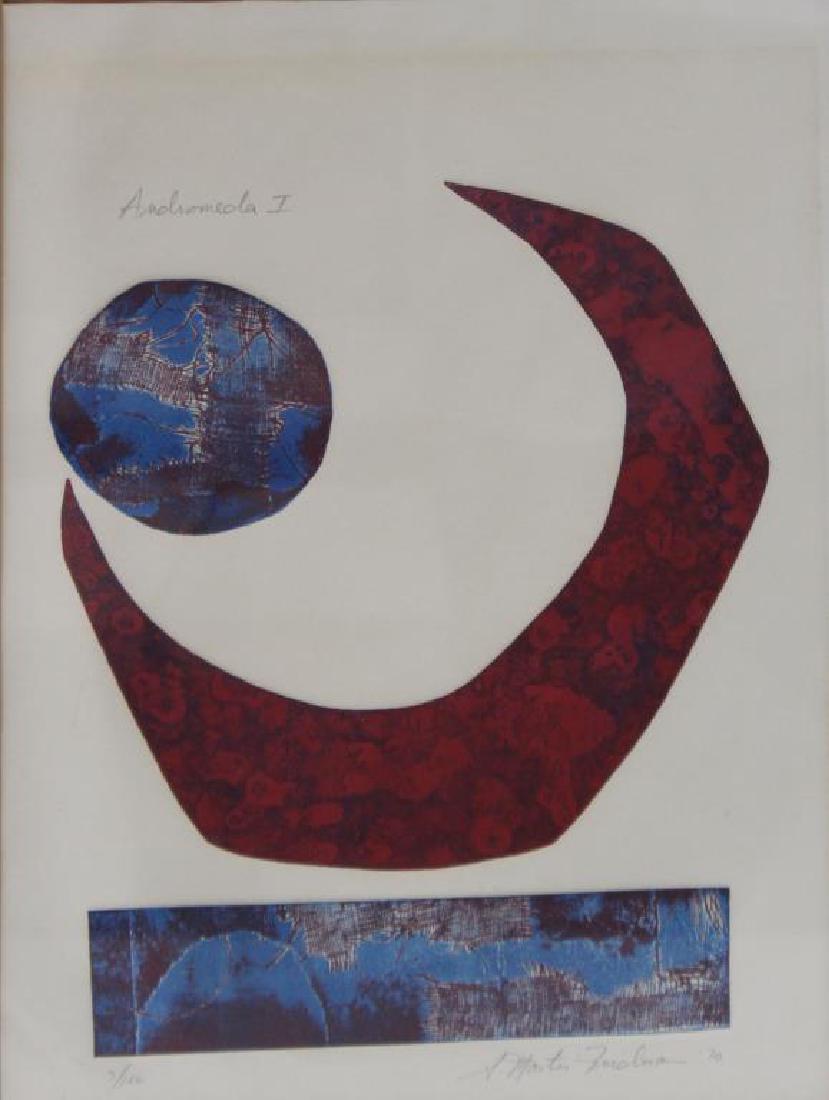 FRIEDMAN, S. Martin. Intaglio Print. "Andromeda: . 1970. Signed and dated lower right. Titled upper left. No. 7 from an edition of 100. From a Larchmont, NY storage. - Dimensions: Sight: 17.25" high x 12" wide