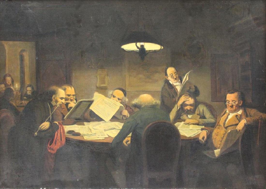 NEUFELD, P. Oil on Canvas. Gentlemen Reading (1 of 6)