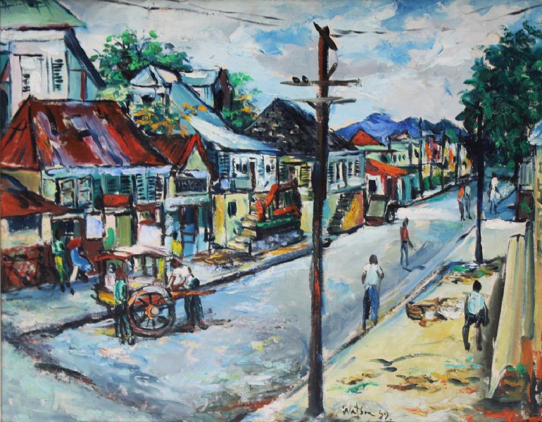 WATSON, Desmond. Oil on Board. "Section of Laos (1 of 6)