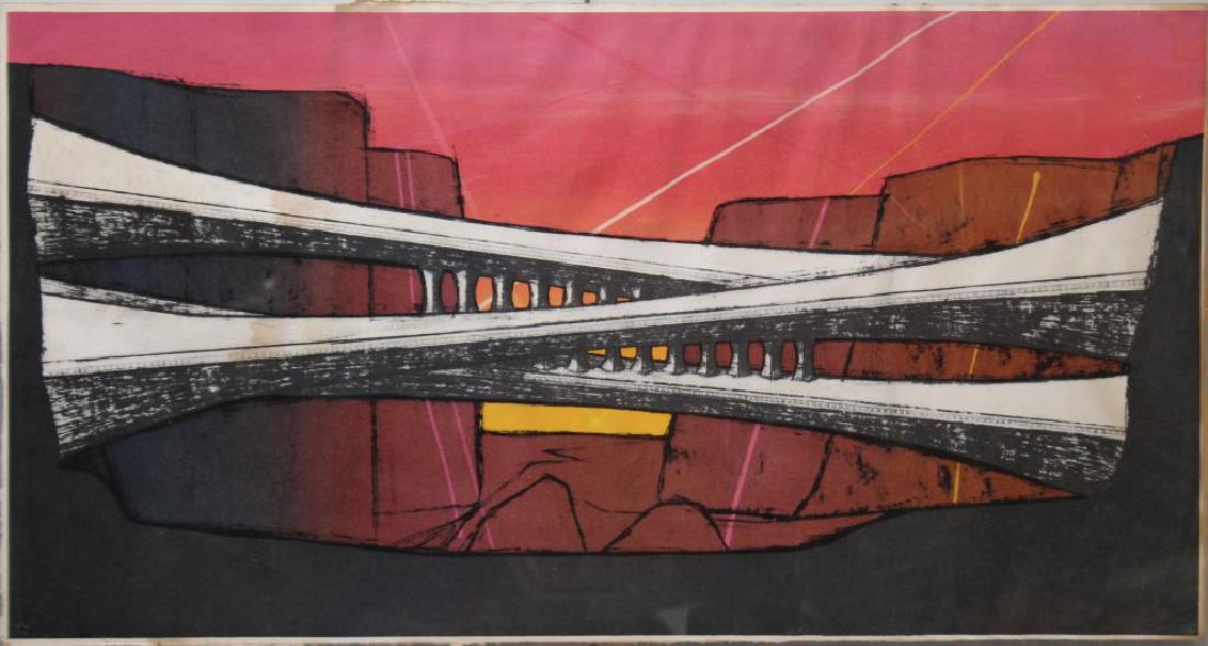 ILLEGIBLY Signed. Serigraph. Abstract. (1 of 7)