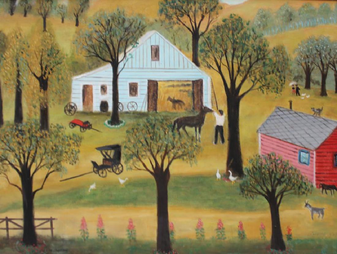 GINETTE. Oil on Canvas. Folk Farm Scene. (1 of 5)
