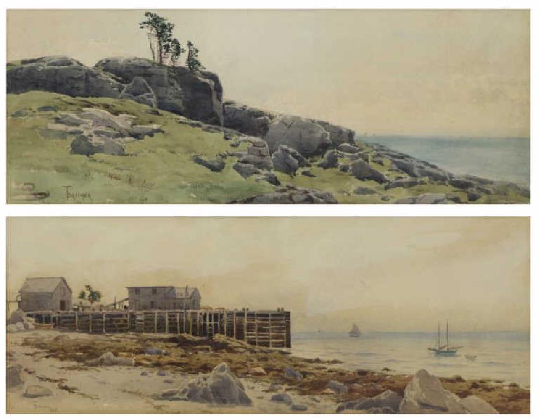 BRICHER, Alfred T. Pair of Watercolor Landscapes. (1 of 11)