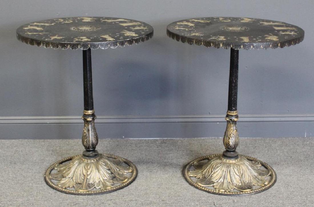 Pair of Patinated Metal Zodiac Tables. (1 of 6)
