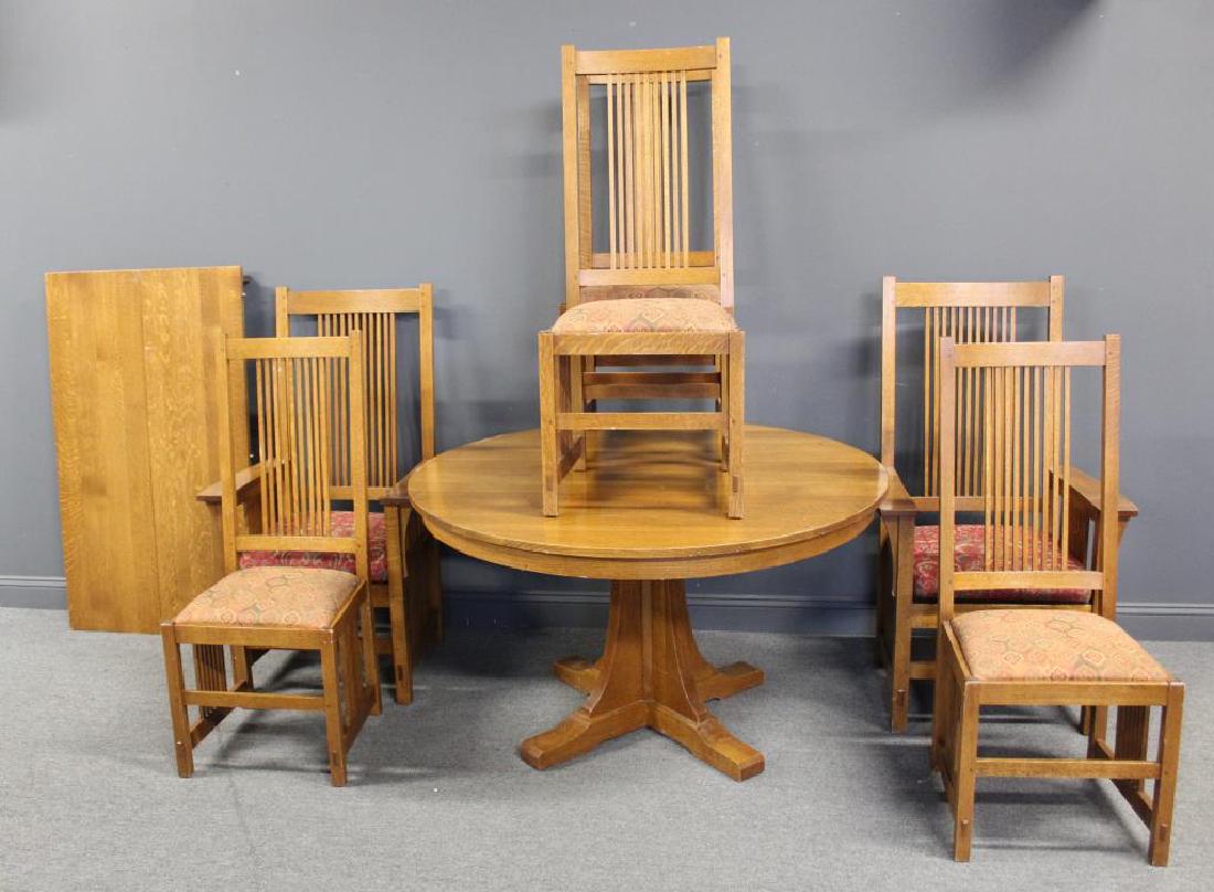 STICKLEY, Audi Signed Oak Dining Set To Inc. (1 of 7)