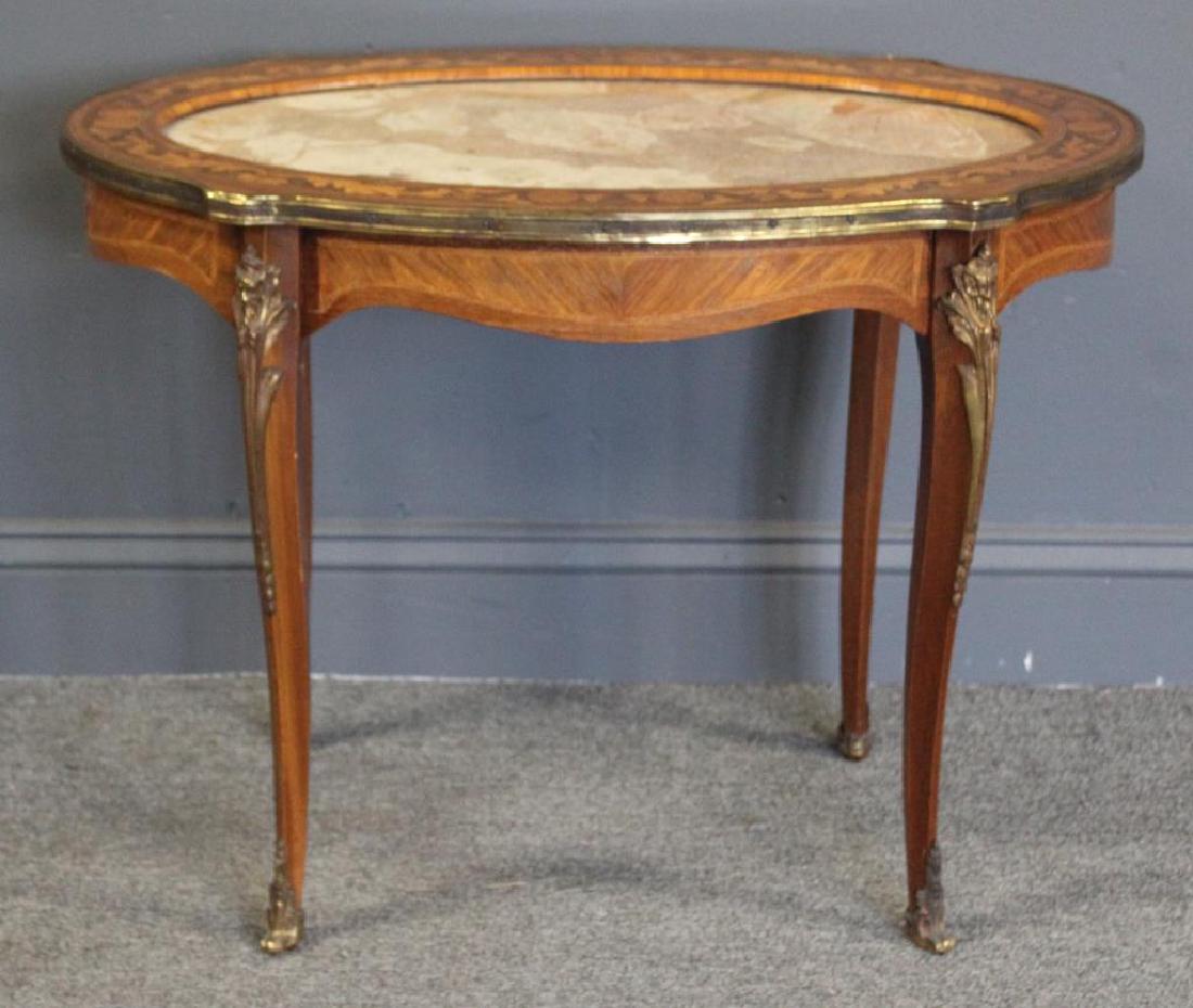 Antique Inlaid and Bronze Mounted Marbletop (1 of 4)