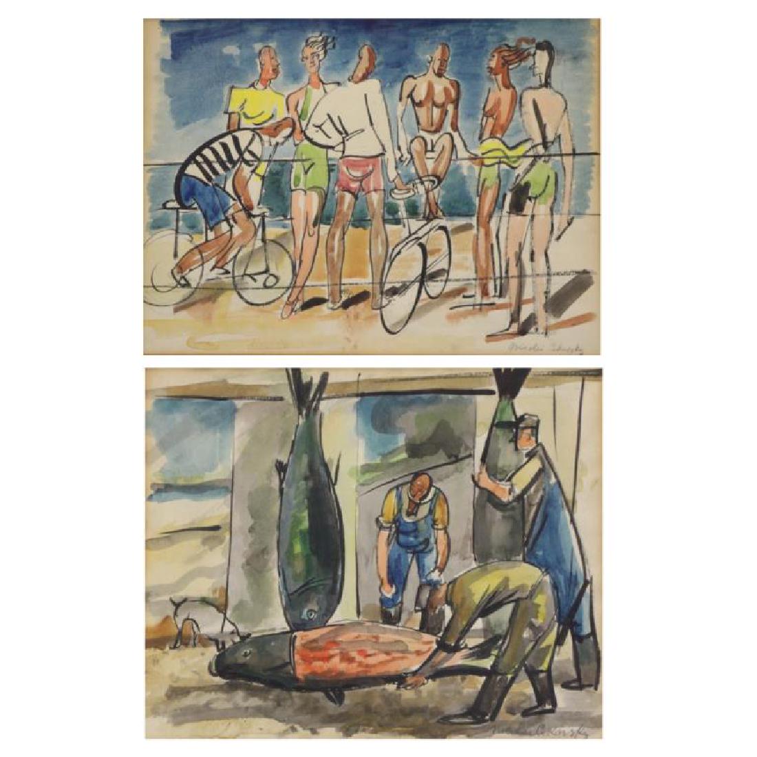 CIKOVSKY, Nicolai. Two (2) Watercolors. (1 of 8)