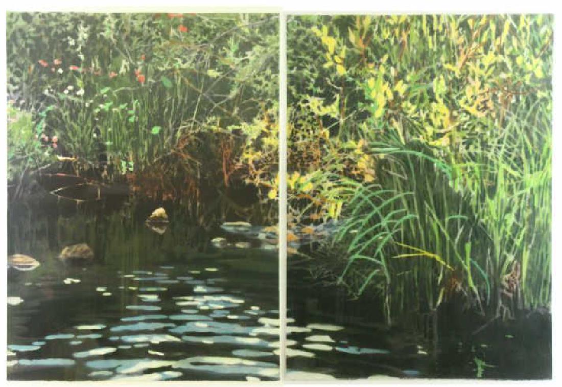 KESSLER, David. Color Pochoir Diptych "Sun (1 of 12)