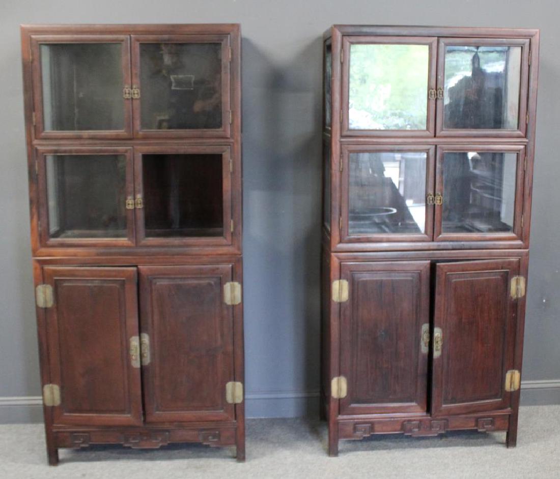 Pair of Chinese Hardwood Vitrines. (1 of 13)