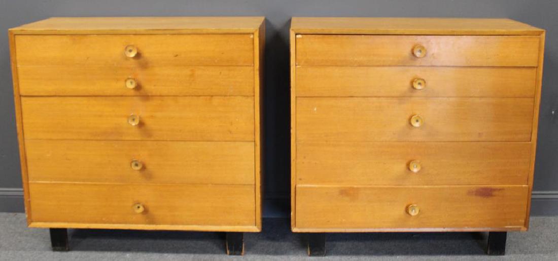 MIDCENTURY.Pair of George Nelson For Herman Miller: Chests. From a Stamford, CT estate. Dimensions: 40" w x 18.5" d x 40.5" h.