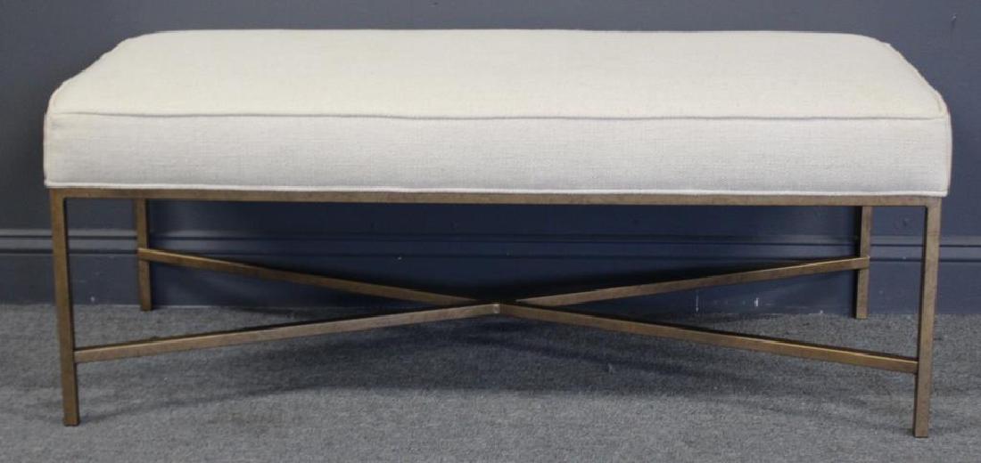 Upholstered Bench With X Frame Metal Base. (1 of 4)