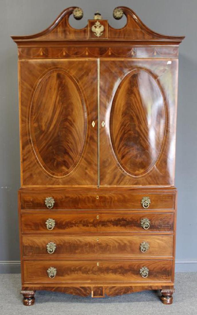 Regency Mahogany Inlaid Linen Press with (1 of 17)