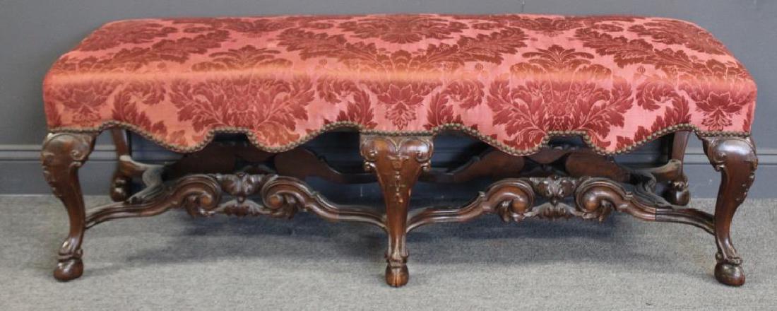 Antique Upholstered Hoof Foot Window Bench. (1 of 9)