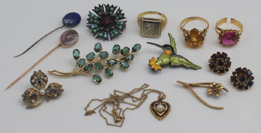 JEWELRY. Assorted Gold and Colored Gem Grouping. (1 of 13)