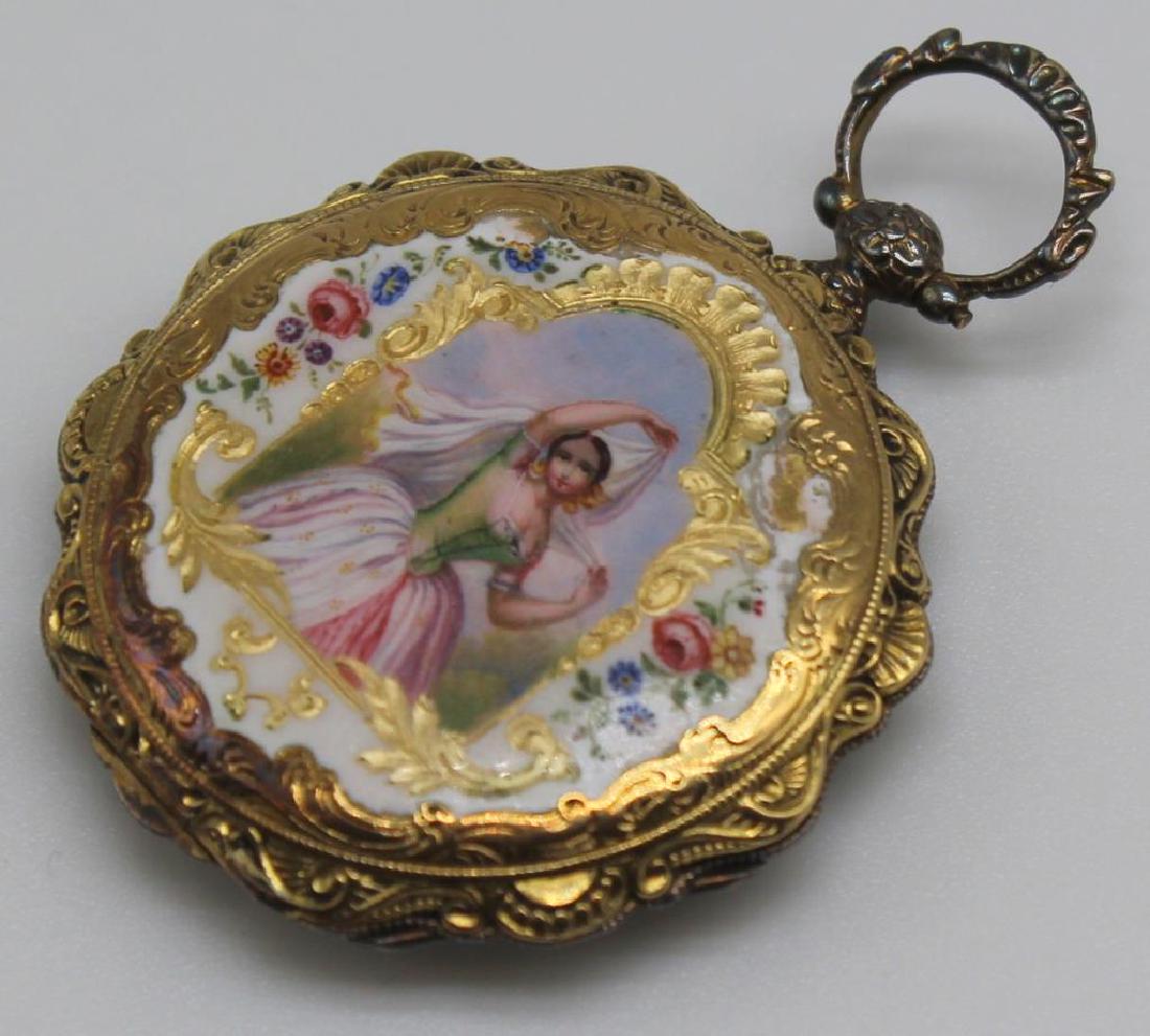 JEWELRY. French 18kt Gold and Enamel Pocket Watch. (1 of 9)